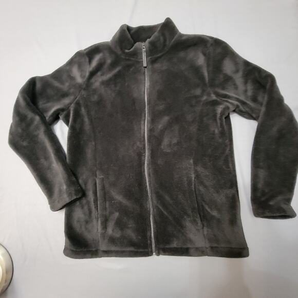 Great Northwest Black Plush Fleece Zip Jacket with Pockets Medium - Picture 2 of 10